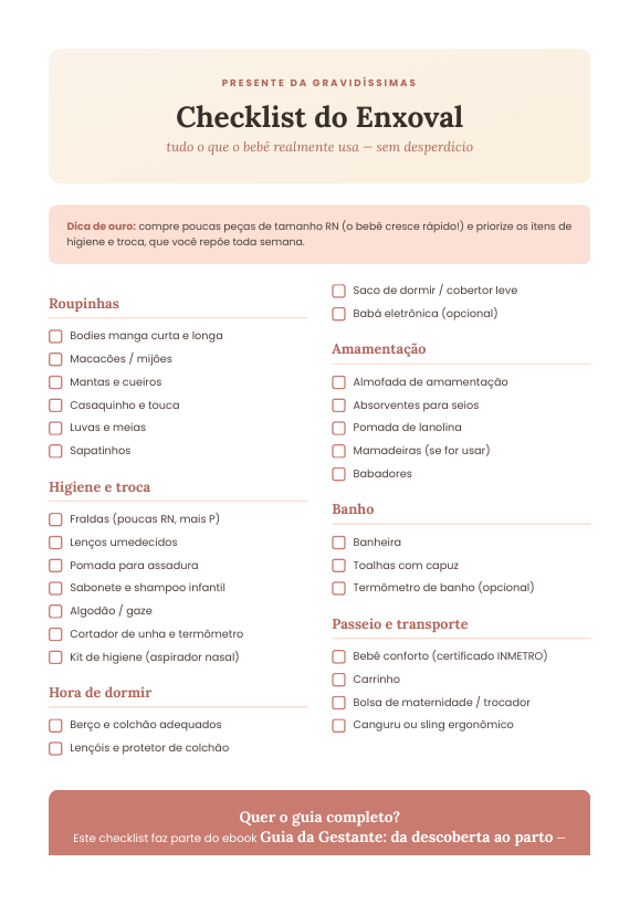 Prévia do Checklist do Enxoval
